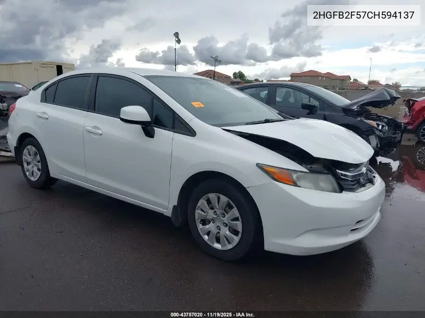 2HGFB2F57CH594137 2012 Honda Civic Lx