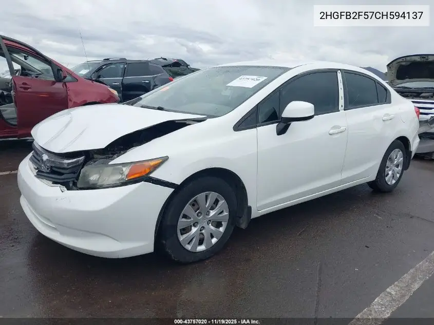 2HGFB2F57CH594137 2012 Honda Civic Lx