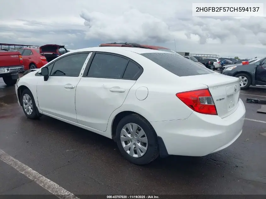2HGFB2F57CH594137 2012 Honda Civic Lx