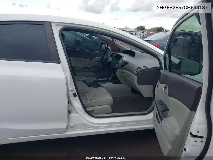 2HGFB2F57CH594137 2012 Honda Civic Lx