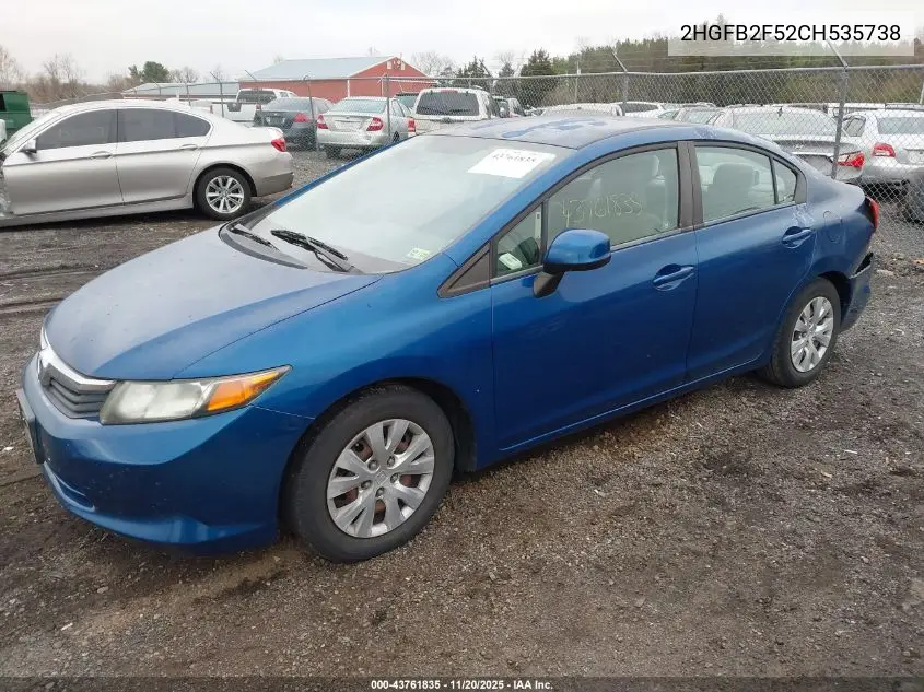 2HGFB2F52CH535738 2012 Honda Civic Lx