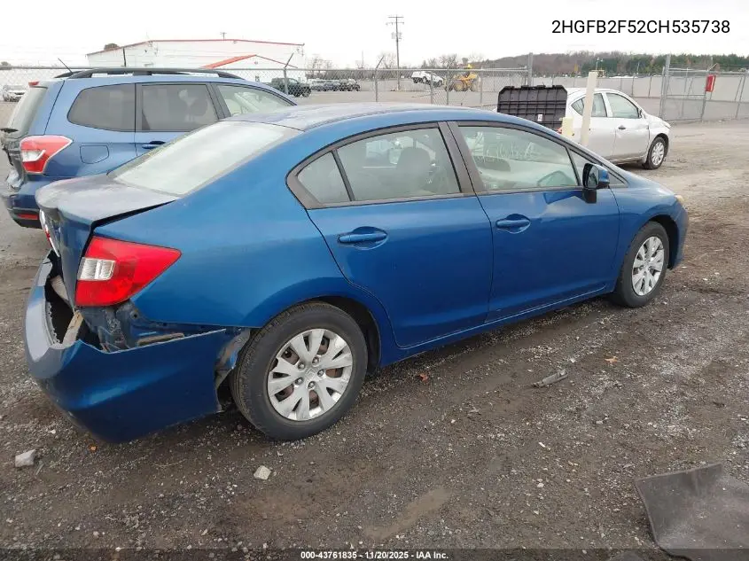 2HGFB2F52CH535738 2012 Honda Civic Lx