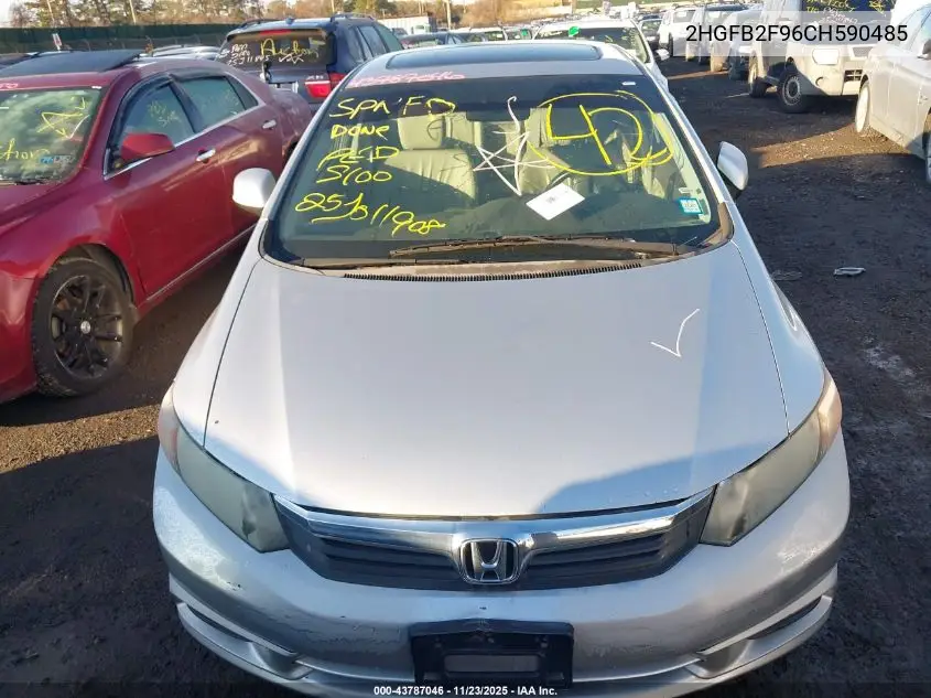 2HGFB2F96CH590485 2012 Honda Civic Ex-L