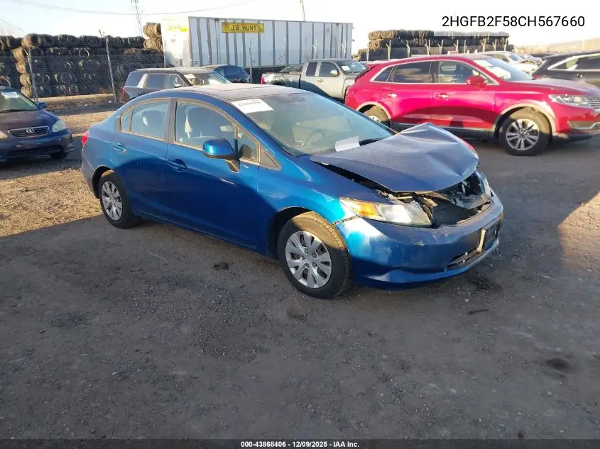 2HGFB2F58CH567660 2012 Honda Civic Lx