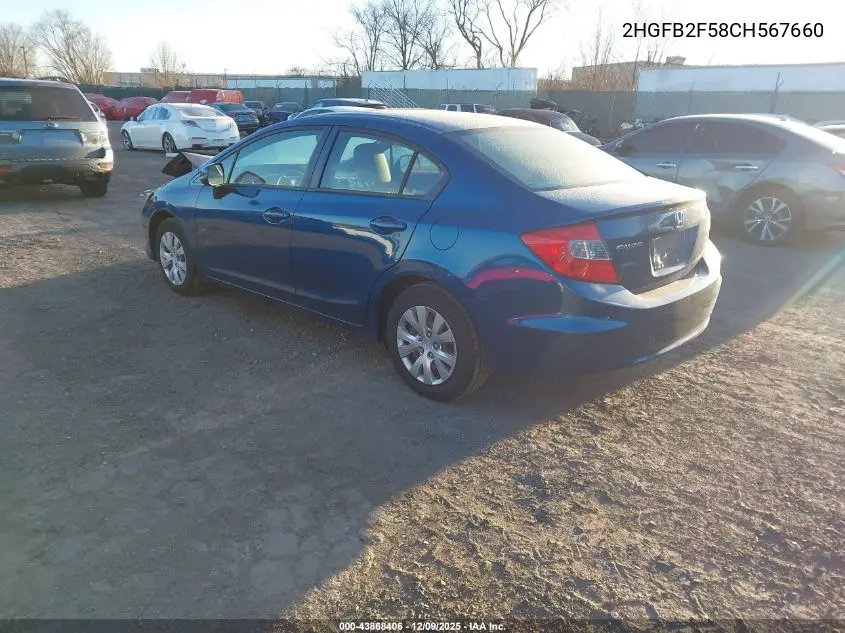 2HGFB2F58CH567660 2012 Honda Civic Lx