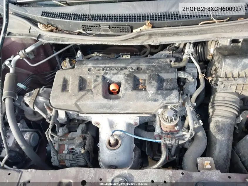 2HGFB2F8XCH600927 2012 Honda Civic Ex