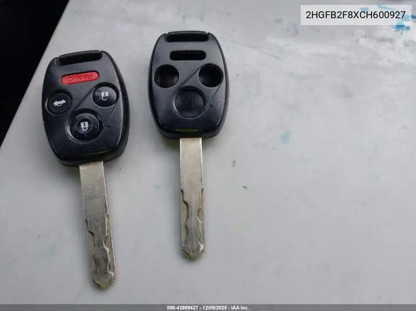 2HGFB2F8XCH600927 2012 Honda Civic Ex