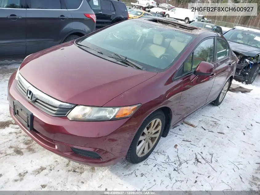 2HGFB2F8XCH600927 2012 Honda Civic Ex