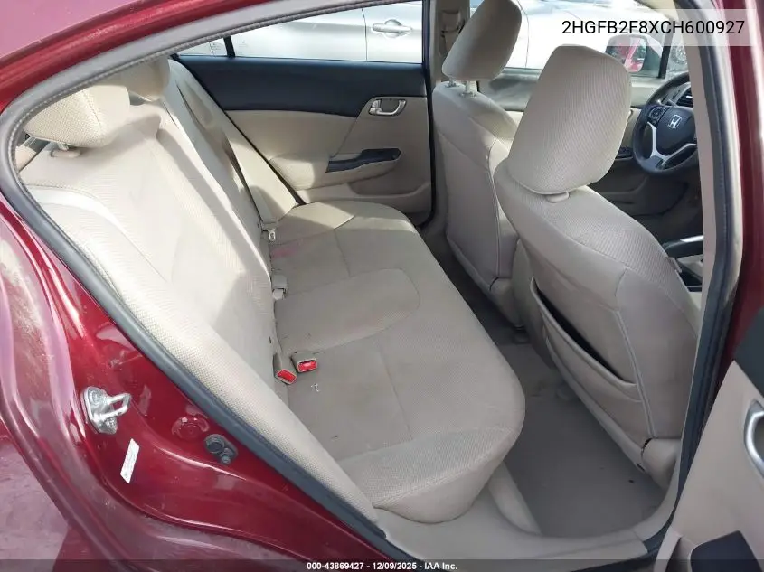 2HGFB2F8XCH600927 2012 Honda Civic Ex