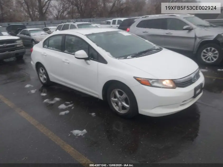 19XFB5F53CE002924 2012 Honda Civic Natural Gas