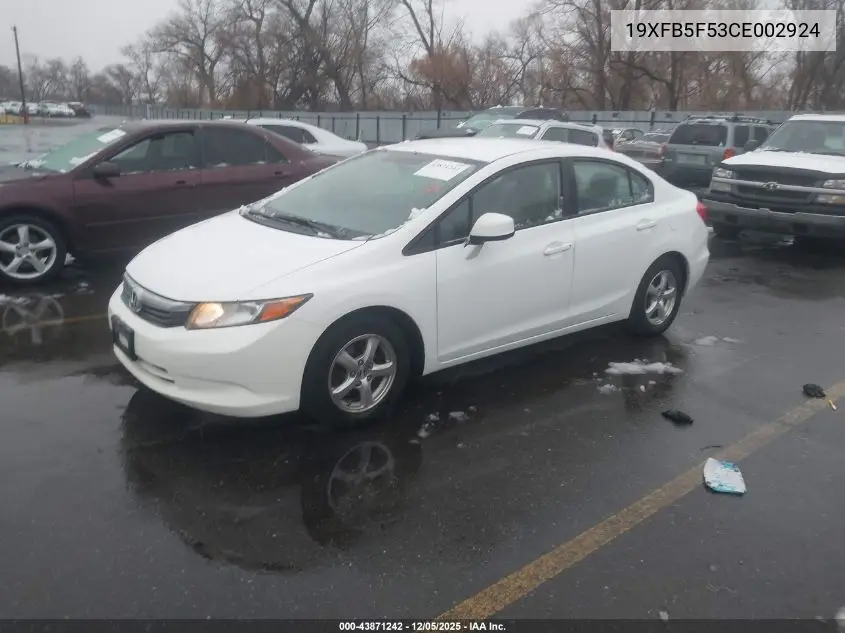 19XFB5F53CE002924 2012 Honda Civic Natural Gas