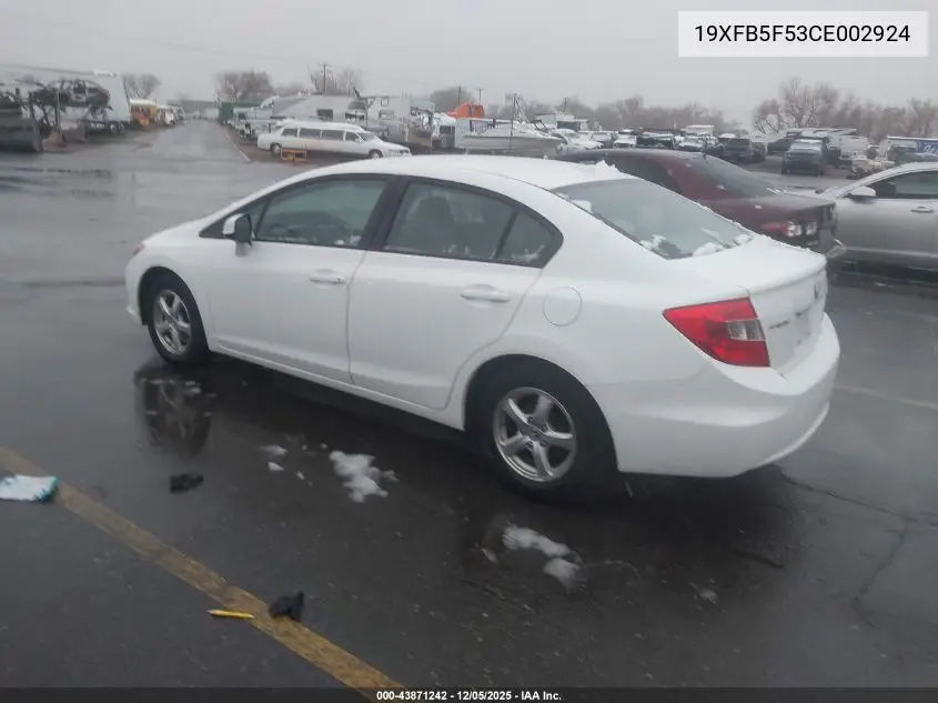19XFB5F53CE002924 2012 Honda Civic Natural Gas