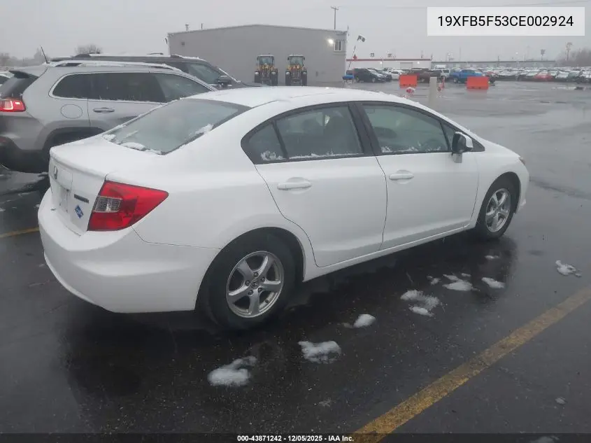 19XFB5F53CE002924 2012 Honda Civic Natural Gas