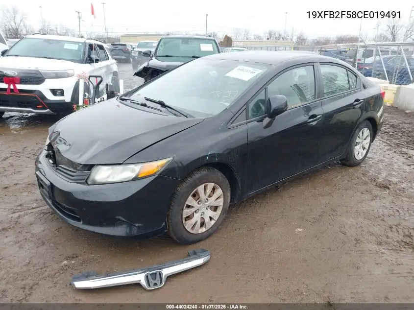 19XFB2F58CE019491 2012 Honda Civic Lx