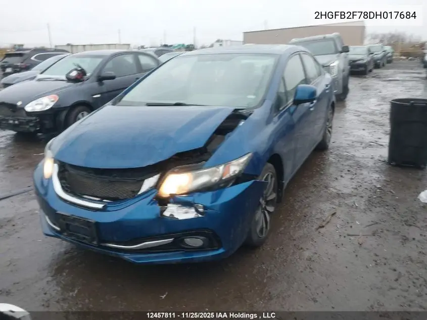 2HGFB2F78DH017684 2013 Honda Civic Touring