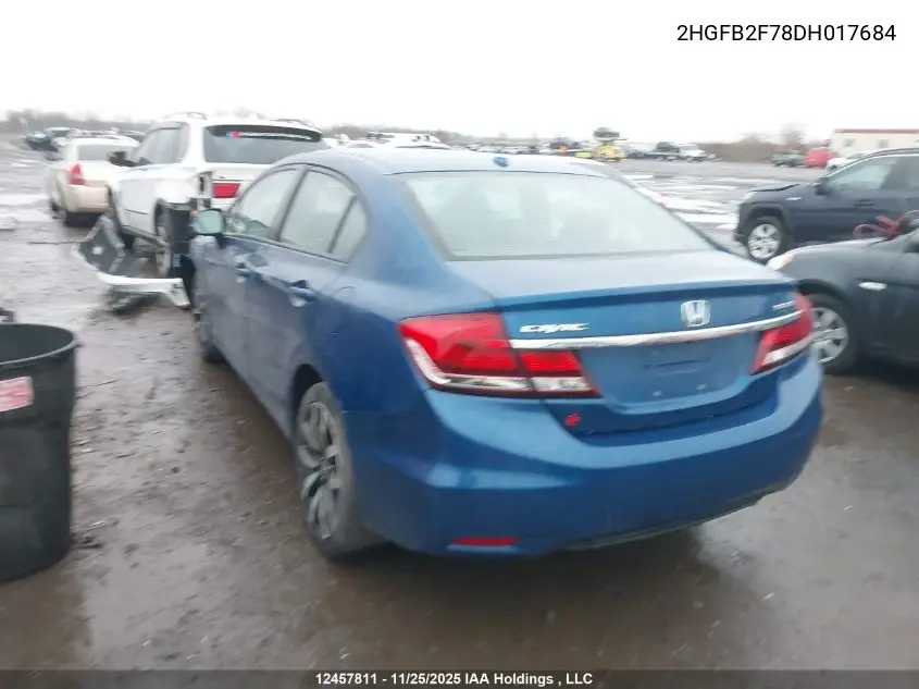 2HGFB2F78DH017684 2013 Honda Civic Touring