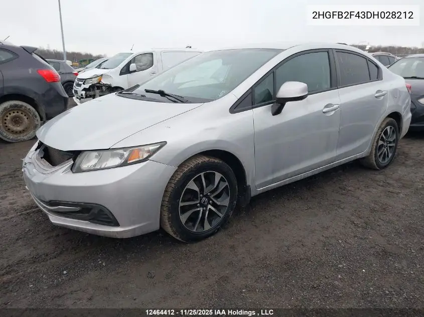 2HGFB2F43DH028212 2013 Honda Civic Lx