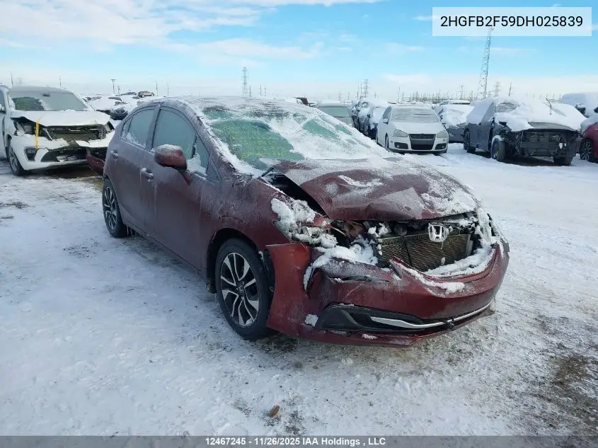2HGFB2F59DH025839 2013 Honda Civic Ex 4Dr