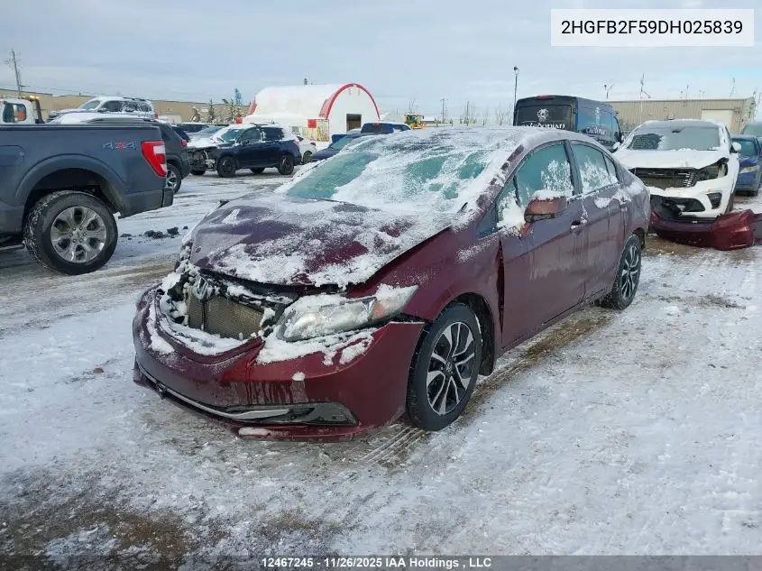 2HGFB2F59DH025839 2013 Honda Civic Ex 4Dr