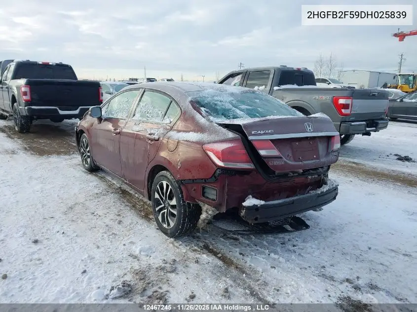 2HGFB2F59DH025839 2013 Honda Civic Ex 4Dr