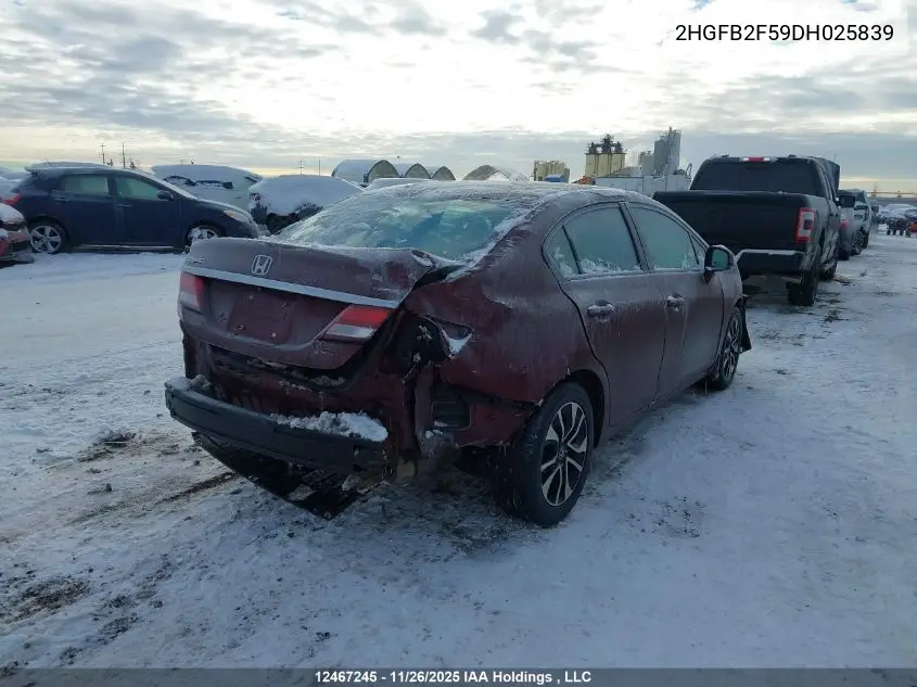 2HGFB2F59DH025839 2013 Honda Civic Ex 4Dr