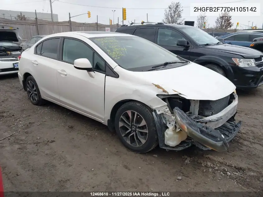 2HGFB2F77DH105142 2013 Honda Civic Touring