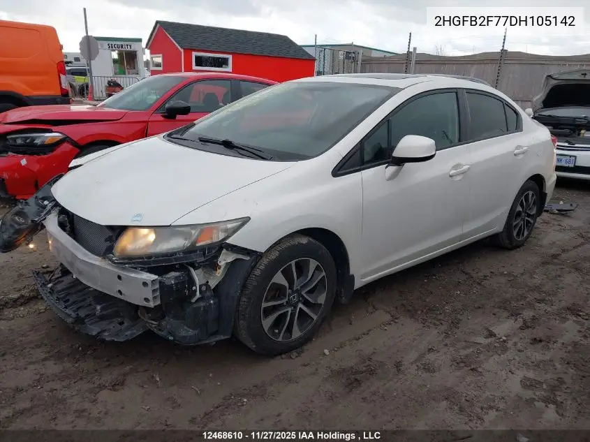 2HGFB2F77DH105142 2013 Honda Civic Touring
