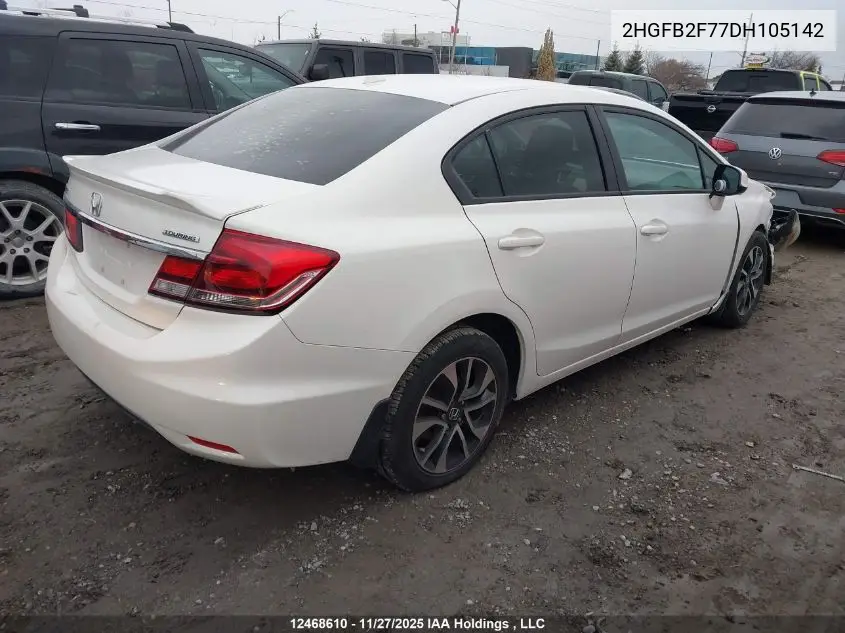 2HGFB2F77DH105142 2013 Honda Civic Touring