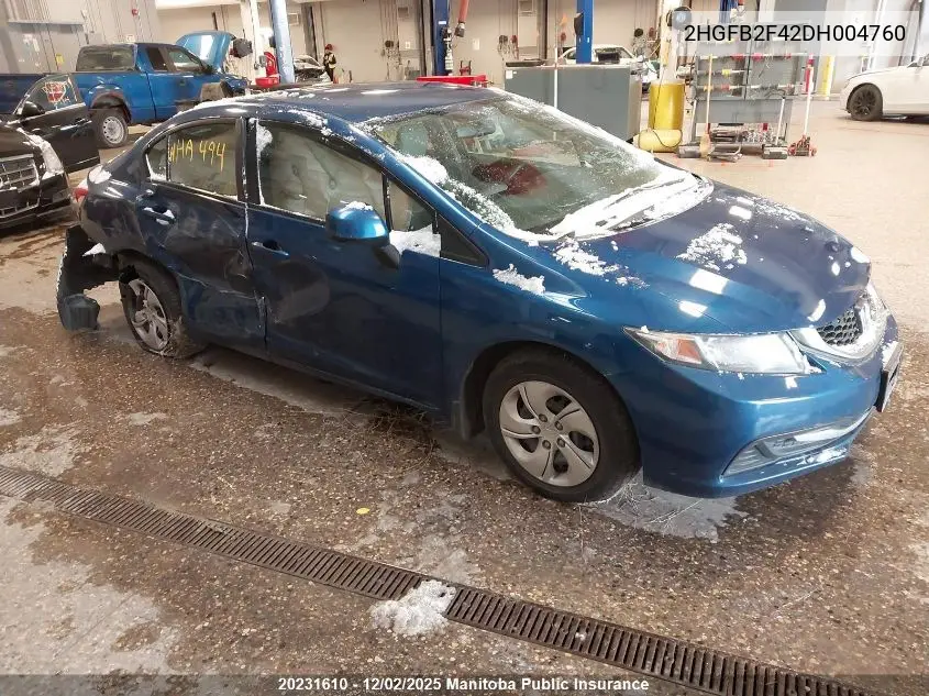 2HGFB2F42DH004760 2013 Honda Civic Lx