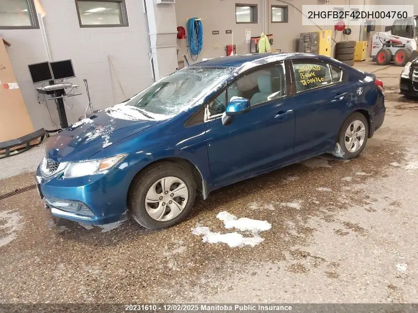 2HGFB2F42DH004760 2013 Honda Civic Lx