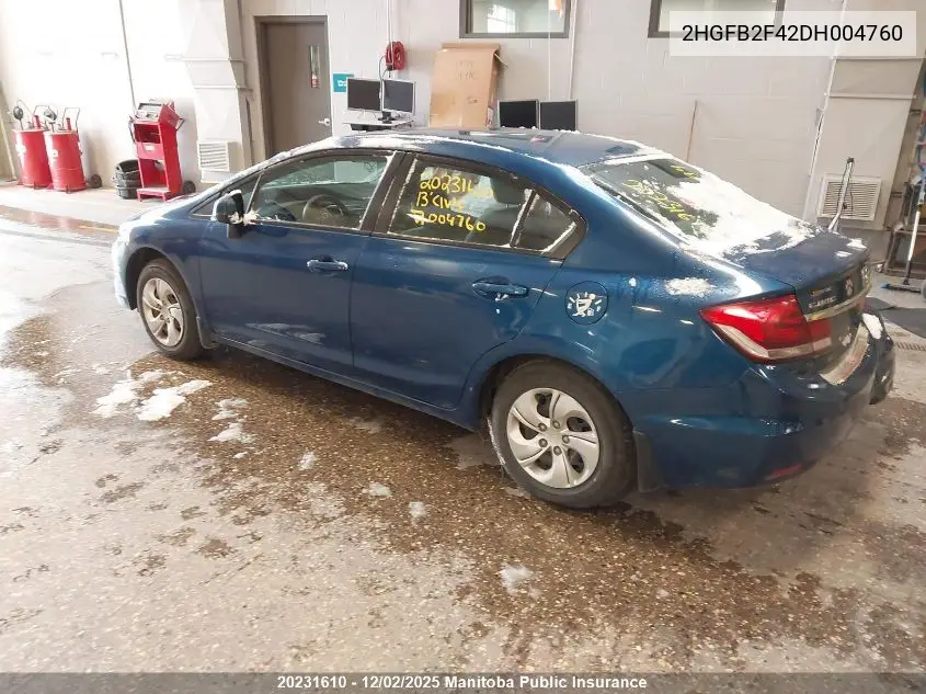 2HGFB2F42DH004760 2013 Honda Civic Lx