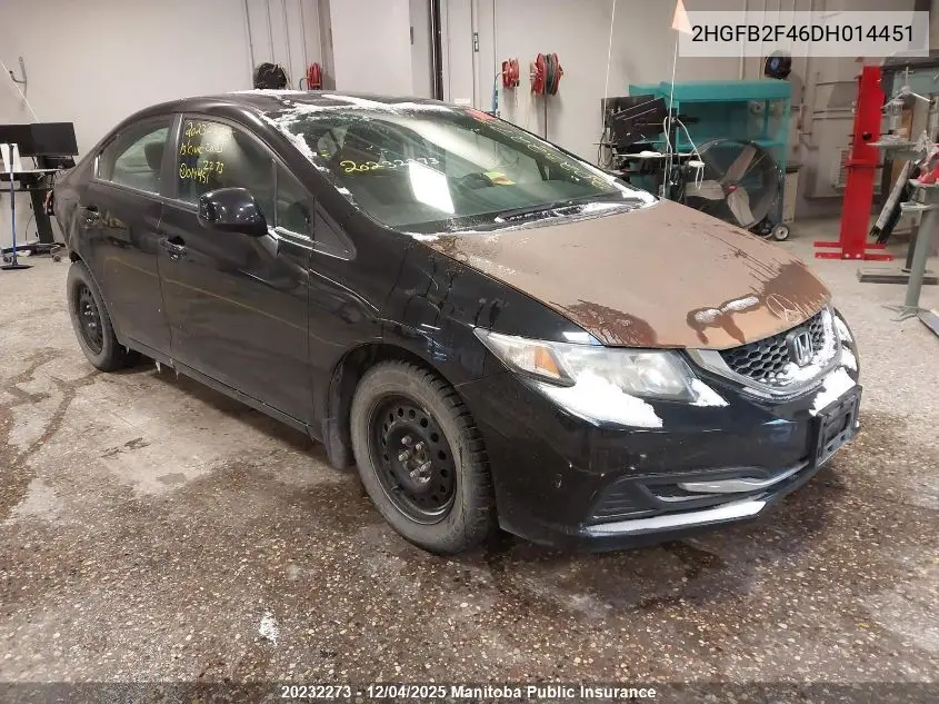 2HGFB2F46DH014451 2013 Honda Civic Lx
