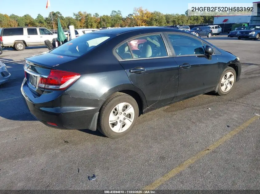 2HGFB2F52DH583192 2013 Honda Civic Lx