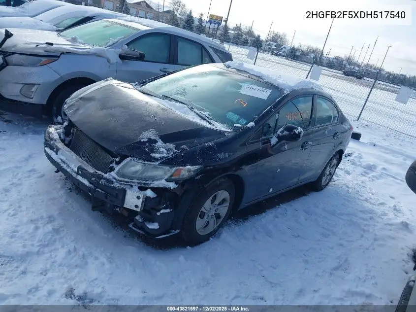 2HGFB2F5XDH517540 2013 Honda Civic Lx
