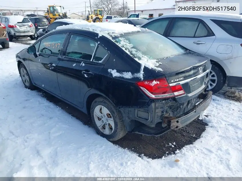2HGFB2F5XDH517540 2013 Honda Civic Lx