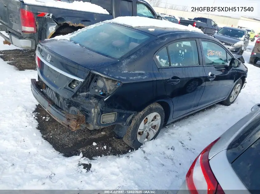 2HGFB2F5XDH517540 2013 Honda Civic Lx