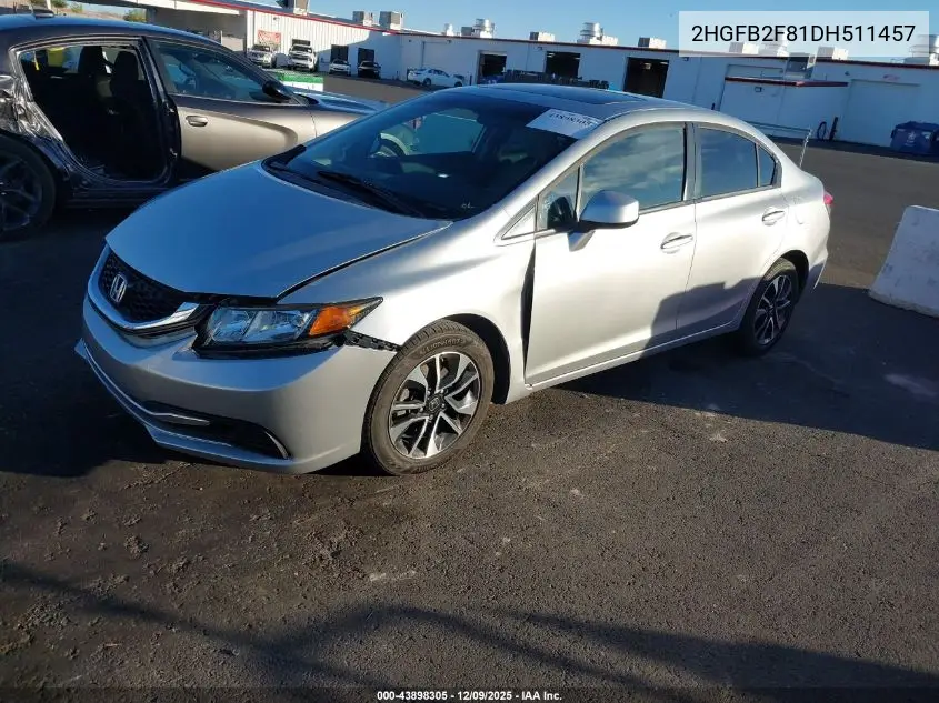 2HGFB2F81DH511457 2013 Honda Civic Ex