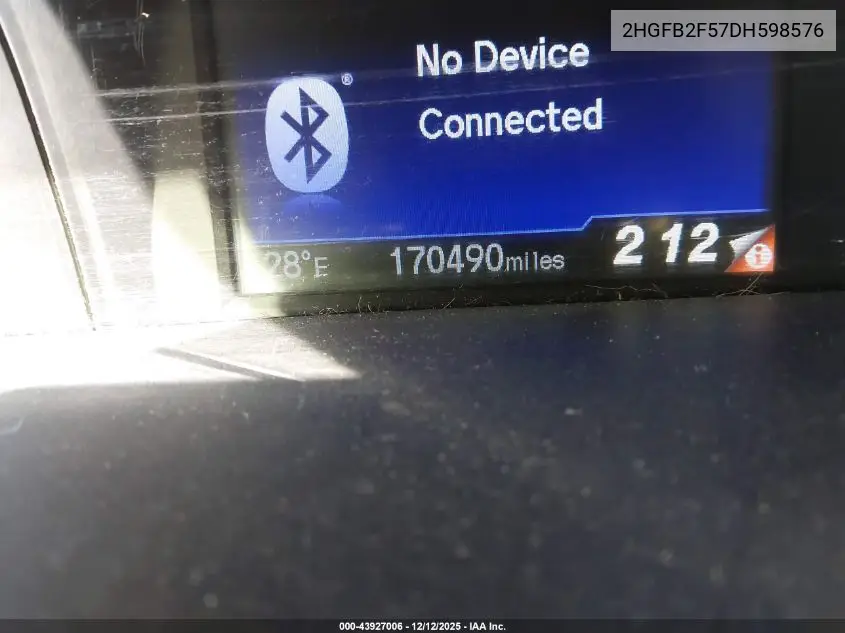 2HGFB2F57DH598576 2013 Honda Civic Lx