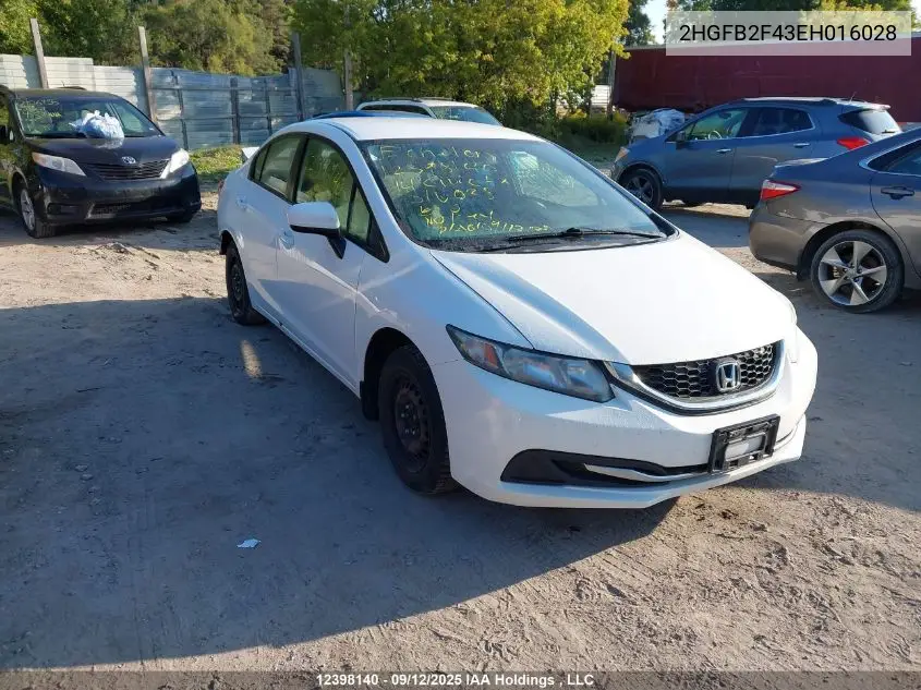 2HGFB2F43EH016028 2014 Honda Civic Lx