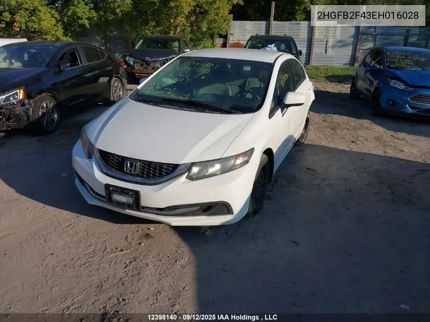 2HGFB2F43EH016028 2014 Honda Civic Lx