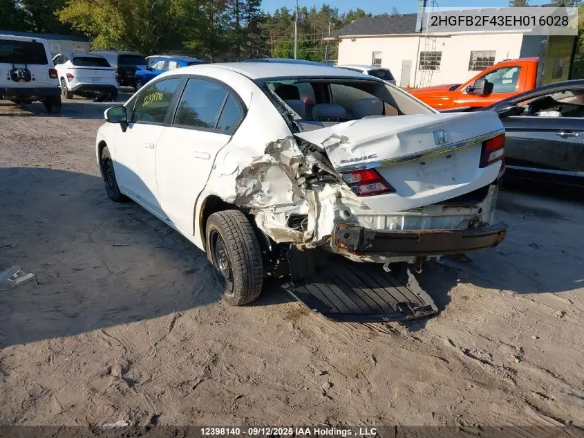 2HGFB2F43EH016028 2014 Honda Civic Lx