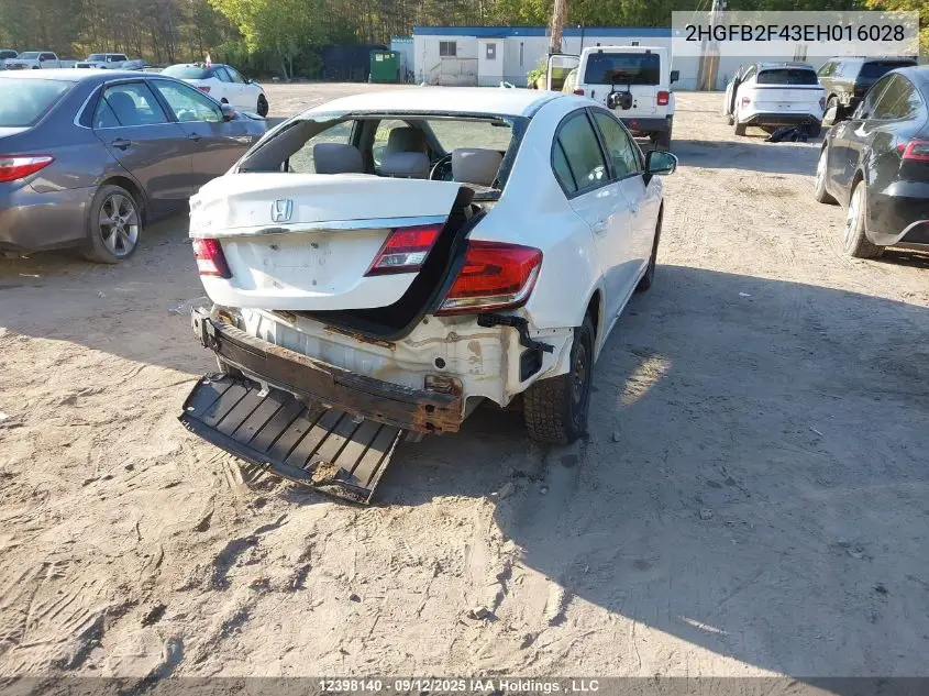 2HGFB2F43EH016028 2014 Honda Civic Lx