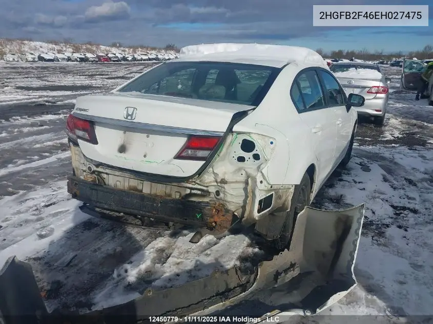 2HGFB2F46EH027475 2014 Honda Civic Lx