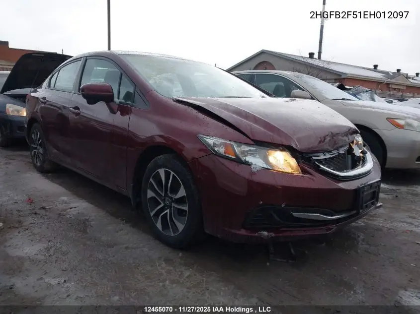 2HGFB2F51EH012097 2014 Honda Civic Lx