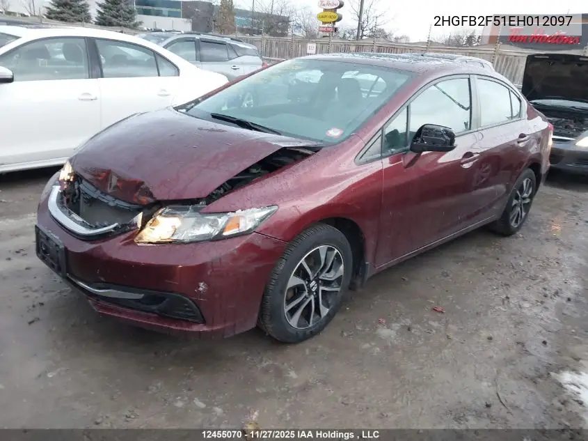 2HGFB2F51EH012097 2014 Honda Civic Lx