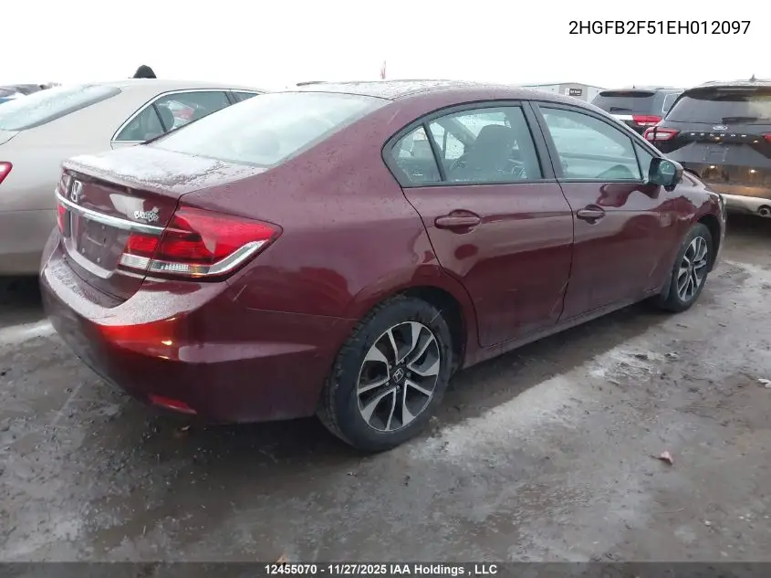 2HGFB2F51EH012097 2014 Honda Civic Lx