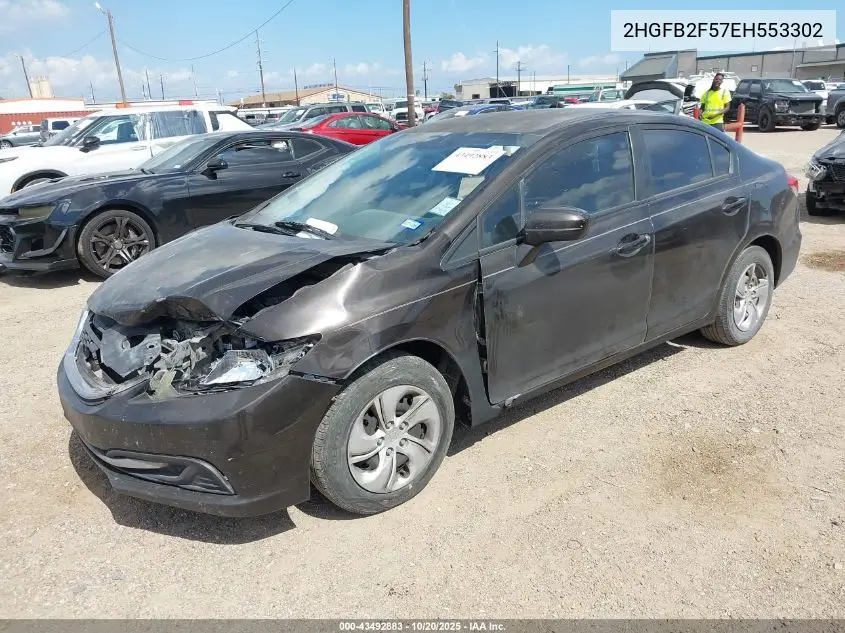 2HGFB2F57EH553302 2014 Honda Civic Lx