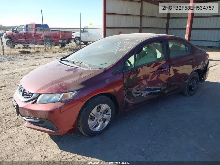 2HGFB2F58EH534757 2014 Honda Civic Lx