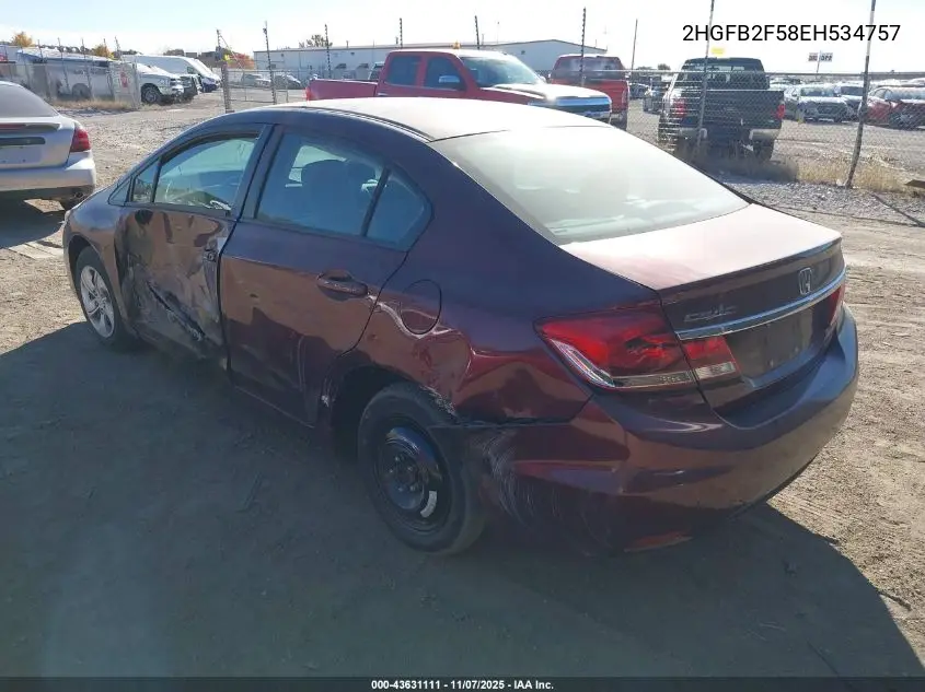 2HGFB2F58EH534757 2014 Honda Civic Lx