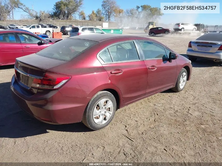 2HGFB2F58EH534757 2014 Honda Civic Lx